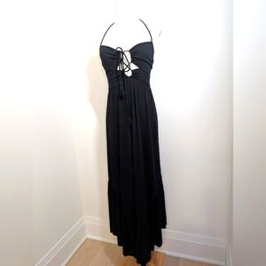 Aerie Black Backless Maxi Dress